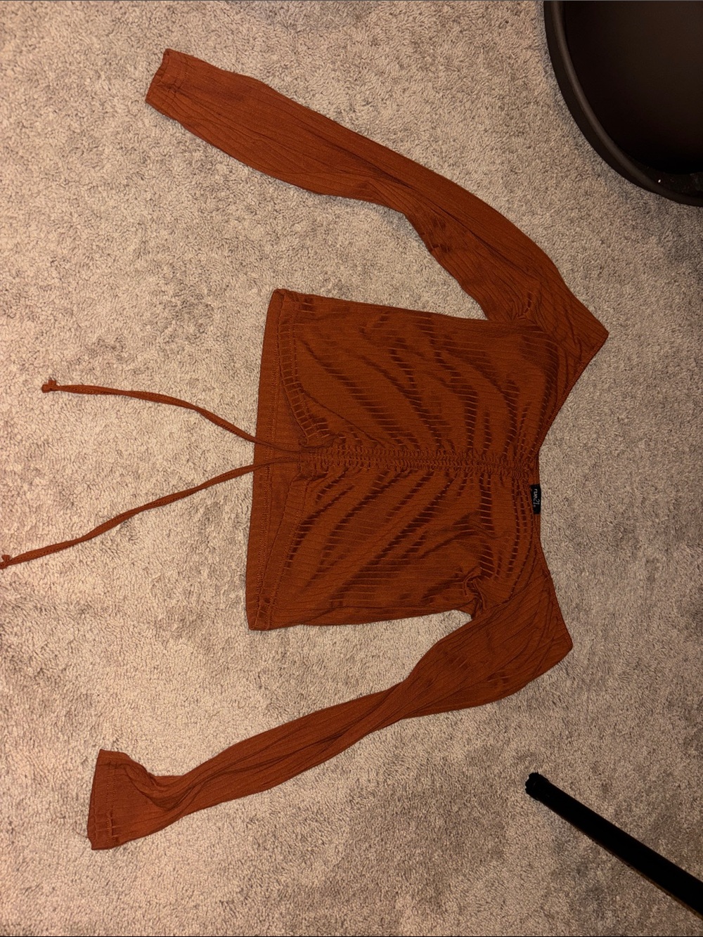 Rue21 Off-Shoulder Rust Knit Drawstring Waist Sweater